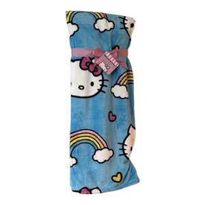 Hello Kitty Blue Rainbow Throw Blanket 60 X 70 inches Blue NEW